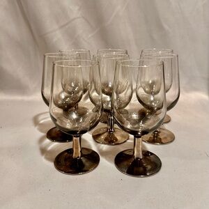 Mid Century Silver Ombre Elegant Wine Glass Set of 8